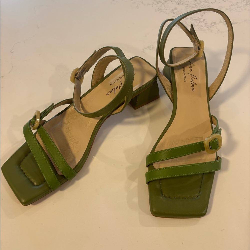 Ana Palma Strappy Leather Sandals with Block Heel